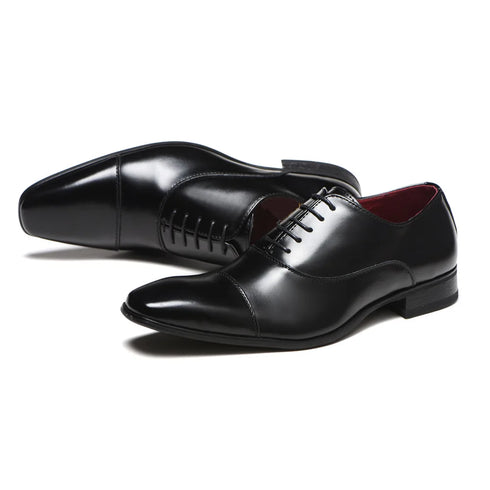 Elegant Men's Dress Shoes - Premium Business Leather Lace-up Brogue Footwear for Formal Events and Weddings